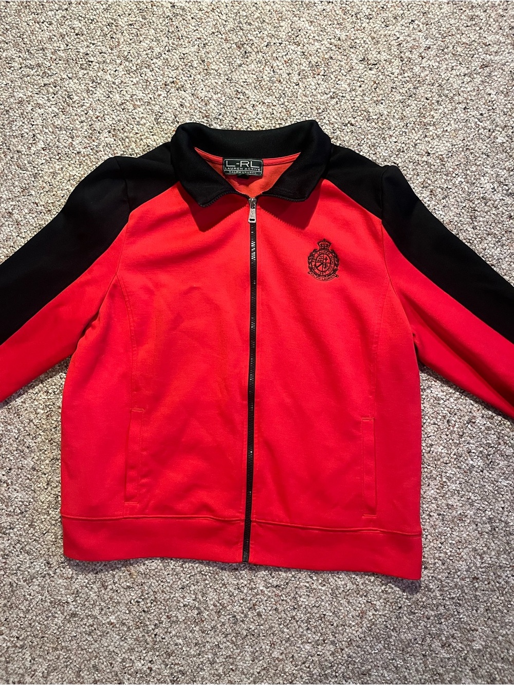 L-RL Ralph Lauren Red and Black Zip Front Track Jacket